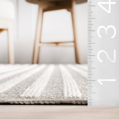 Fredrika Geometric Pattern Washable Rug in Light Grey