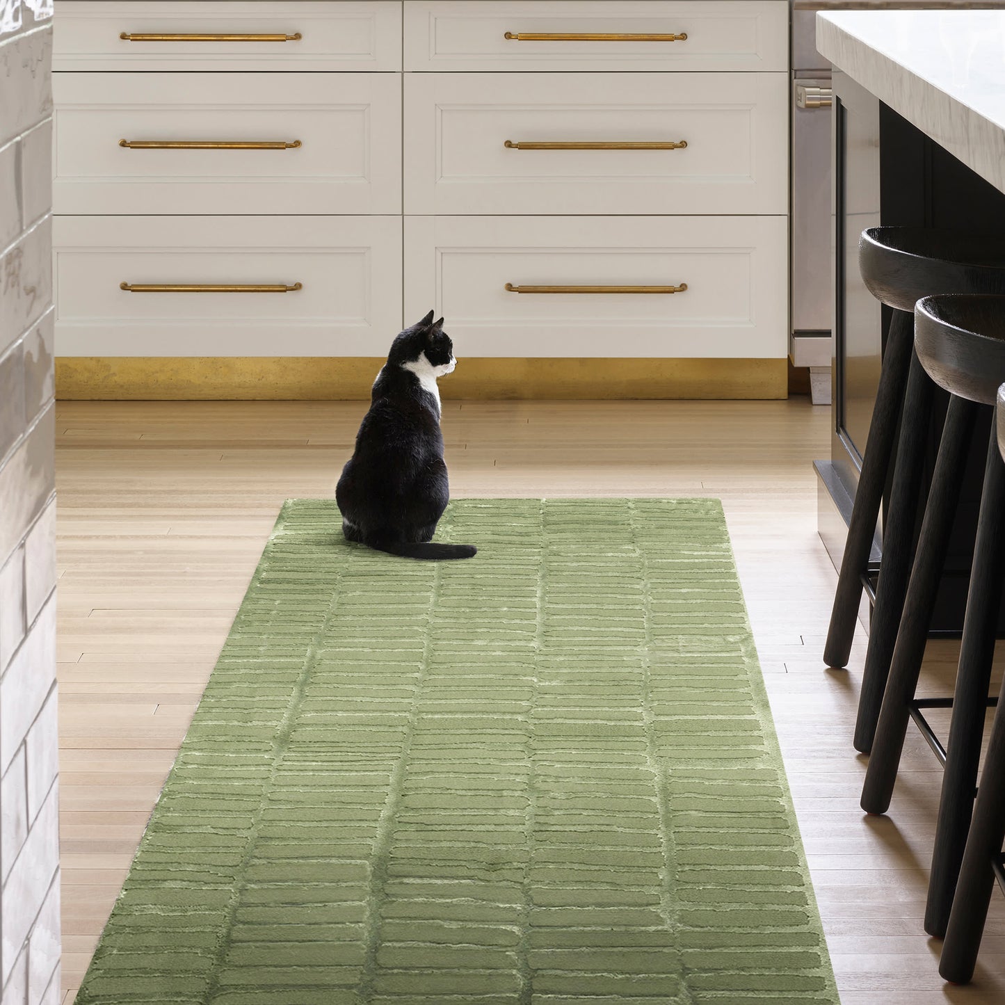 Cranbury Green Plush Textured Washable Rug