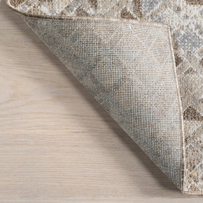 Emmy Beige Geometric Pattern Washable Rug