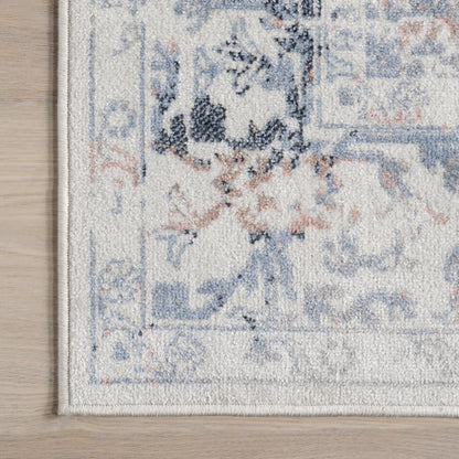 Charlisa Machine-Washable Snowflake Pattern Rug | Blue